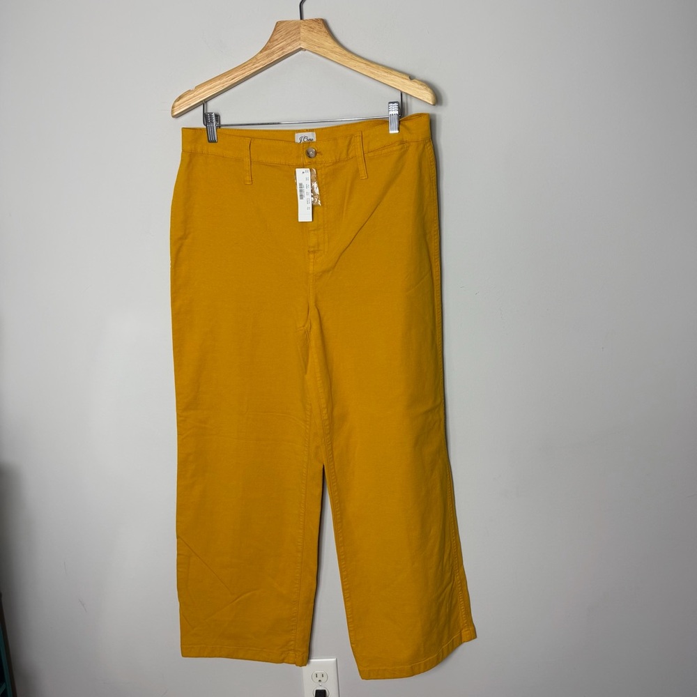NEW J. Crew Wide Leg Slim Mustard Cotton Pants Sailor Patch Pockets Gold 32 Tall